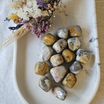 Agate « A » en dentelle folle polie