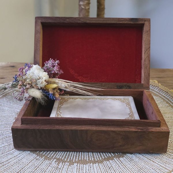 Boîte à bijoux en bois Fleurs 18 x 15 cm – Image 2