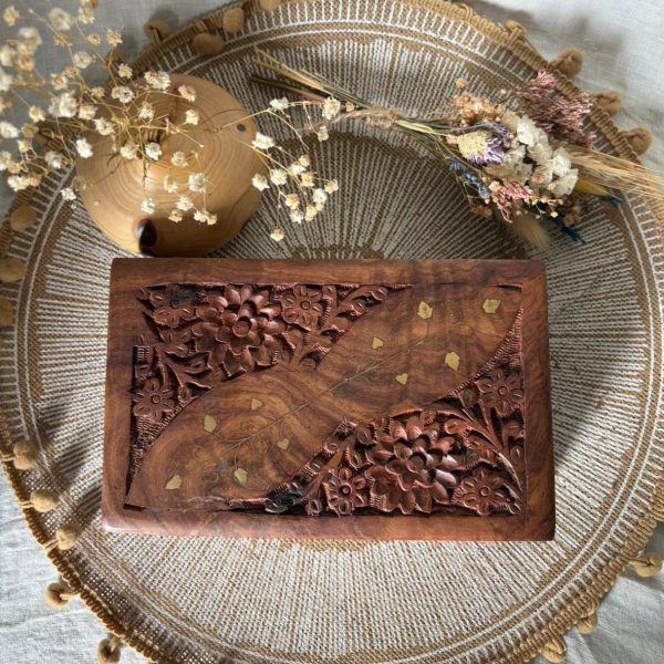 Boîte à bijoux en bois Fleurs 20 x 13 cm