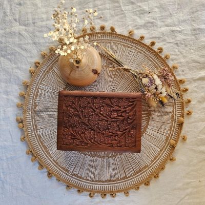 Boîte à bijoux en bois Fleurs 18 x 15 cm