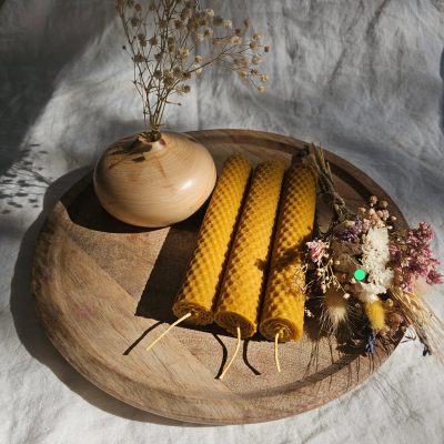 Bougie au miel 15 cm x 3 cm Lot de 3