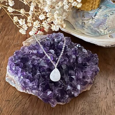 Collier en Argent 925 avec Goutte Pierre de Lune