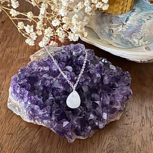 Collier en Argent 925 avec Goutte Pierre de Lune