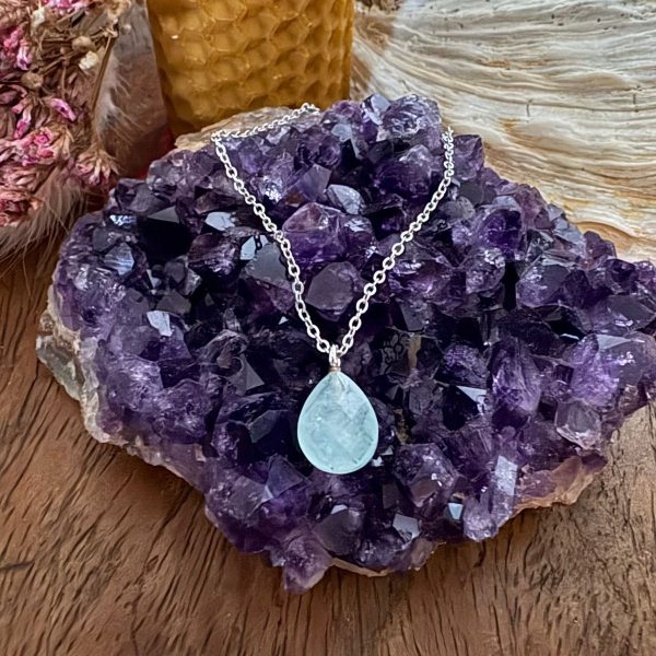 Collier en argent 925 avec goutte d'aigue-marine – Image 2