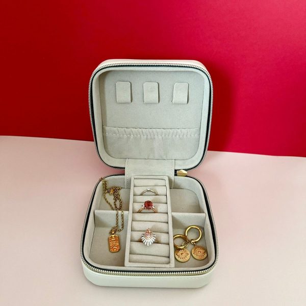 Boîte à bijoux de voyage blanche – Image 2