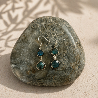 Boucles d'oreilles avec labradorites