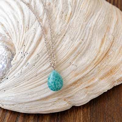 Collier en Argent 925 avec Goutte d'Amazonite