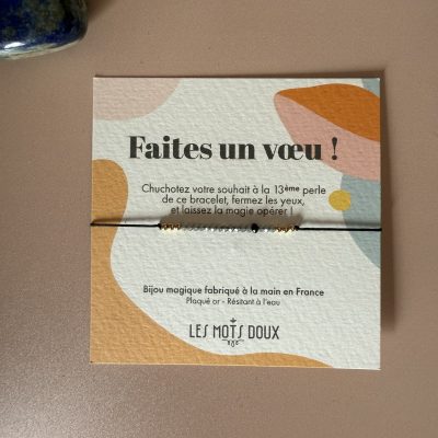 Bracelet Faire un vœu - gris. LES MOTS DOUX