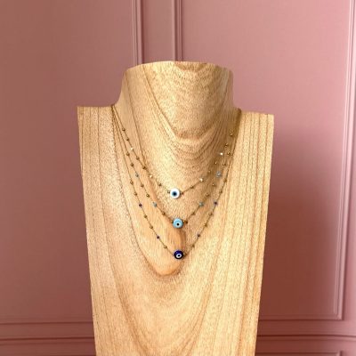 Collier oeil turc blanc