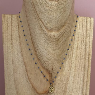Collier Vierge Marie Bleu Marine