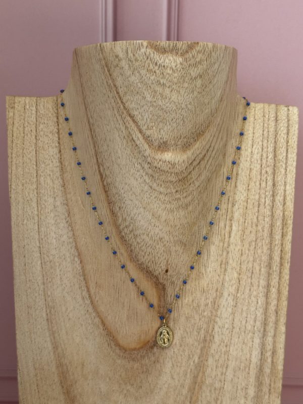 Collier Vierge Marie Bleu Marine
